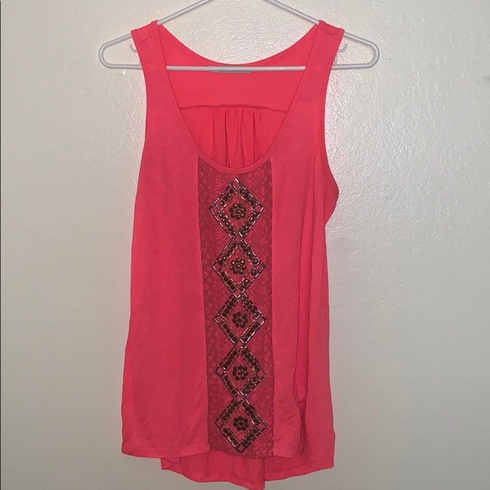 Pink Tank Top with detailed design • Maurices